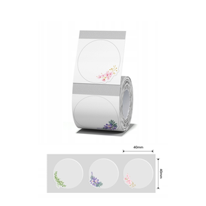 Niimbot Etikettrulle - Blomster, runda transparenta etiketter 41 x 41 mm, 170 st