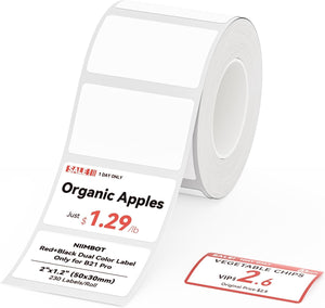 Niimbot Etikettrulle - Duo-etiketter, Röd & Svart, flera storlekar