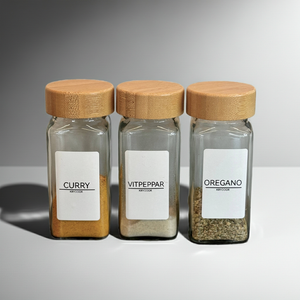 Kryddburkar med etiketter - kryddetiketter