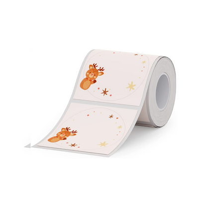 Niimbot etikettrull – julerensdyr, rund, 50 x 50 mm, 140 stk.