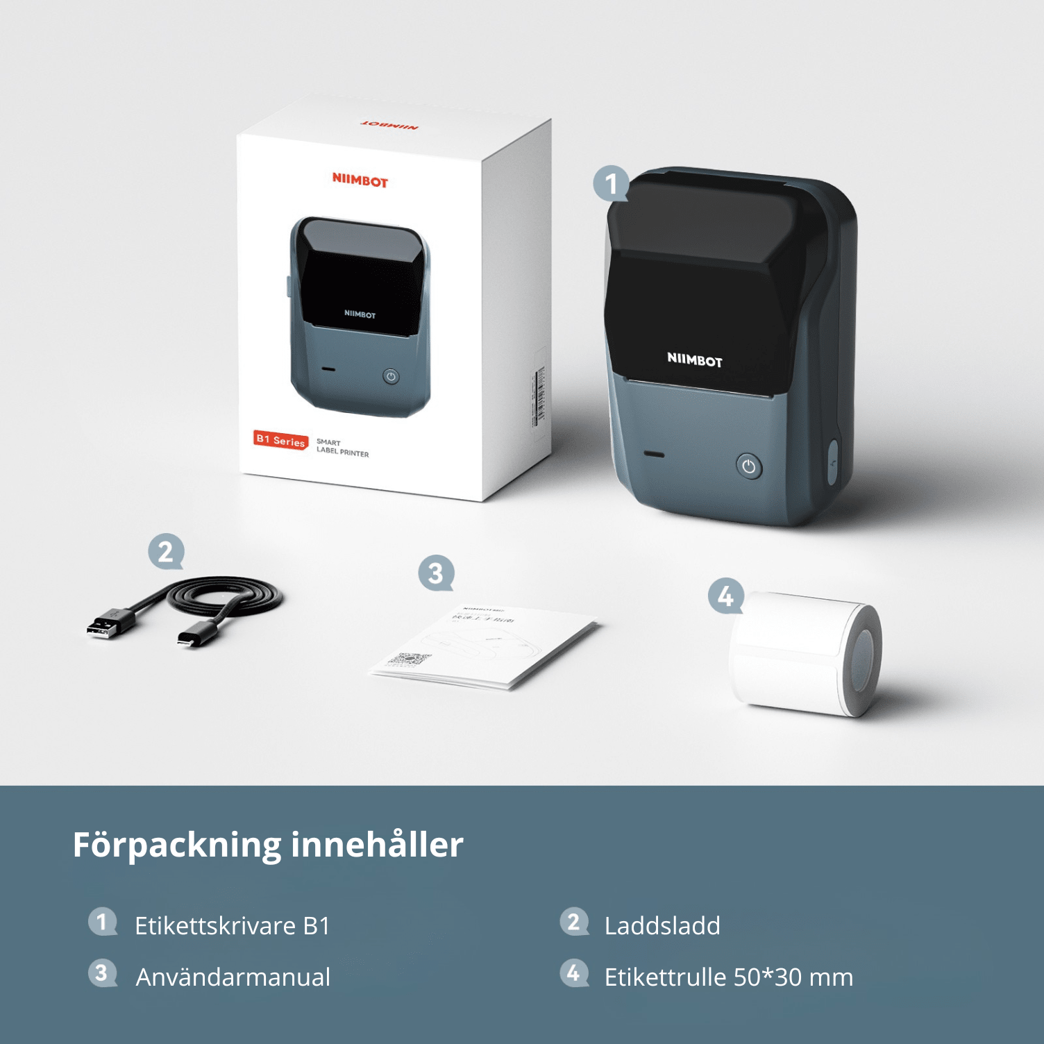 Etikettskrivare Niimbot B1 Blå paket